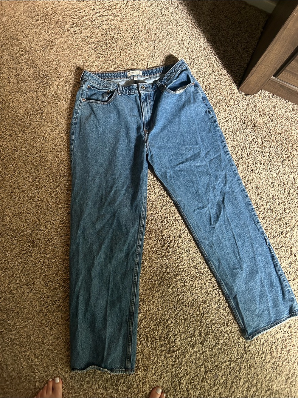 Abercrombie & Fitch Light Blue High-Rise Loose Jeans curve love